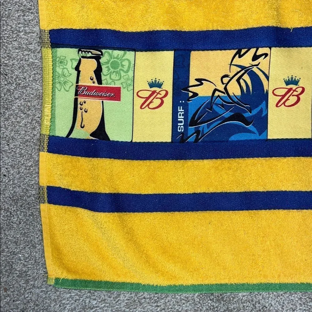 Vintage Budweiser Beer Retro Brazil Brasil Colors multicolor Beach Towel Soccer